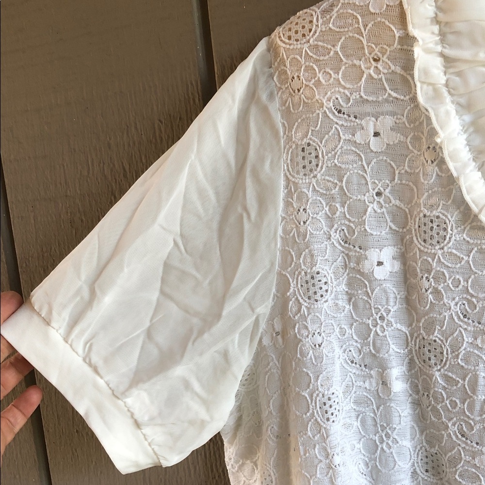 Catherine Lace Ruffle Button-Front Blouse - Picture 3 of 9